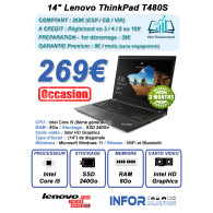 14" Lenovo ThinkPad T480S Reconditionné (i5/8Go/SSD240/W11) GAR.3Mois - UTO