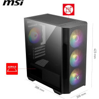 Boitier Mini Tour Micro-ATX MSI Mag Forge M100A RGB avec panneau vitré (Noir) 306-7G20A21-809 - 1FO