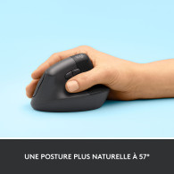Logitech Lift (Graphite) - Souris sans fil ergonomique - ZON