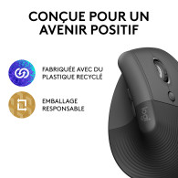 Logitech Lift (Graphite) - Souris sans fil ergonomique - ZON