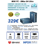 Mini PC BMax B4 Ultra - Intel N150 2.9-3.6 GHz - 12 Go / 512Go SSD - Windows 11 Pro - Noir - IMP