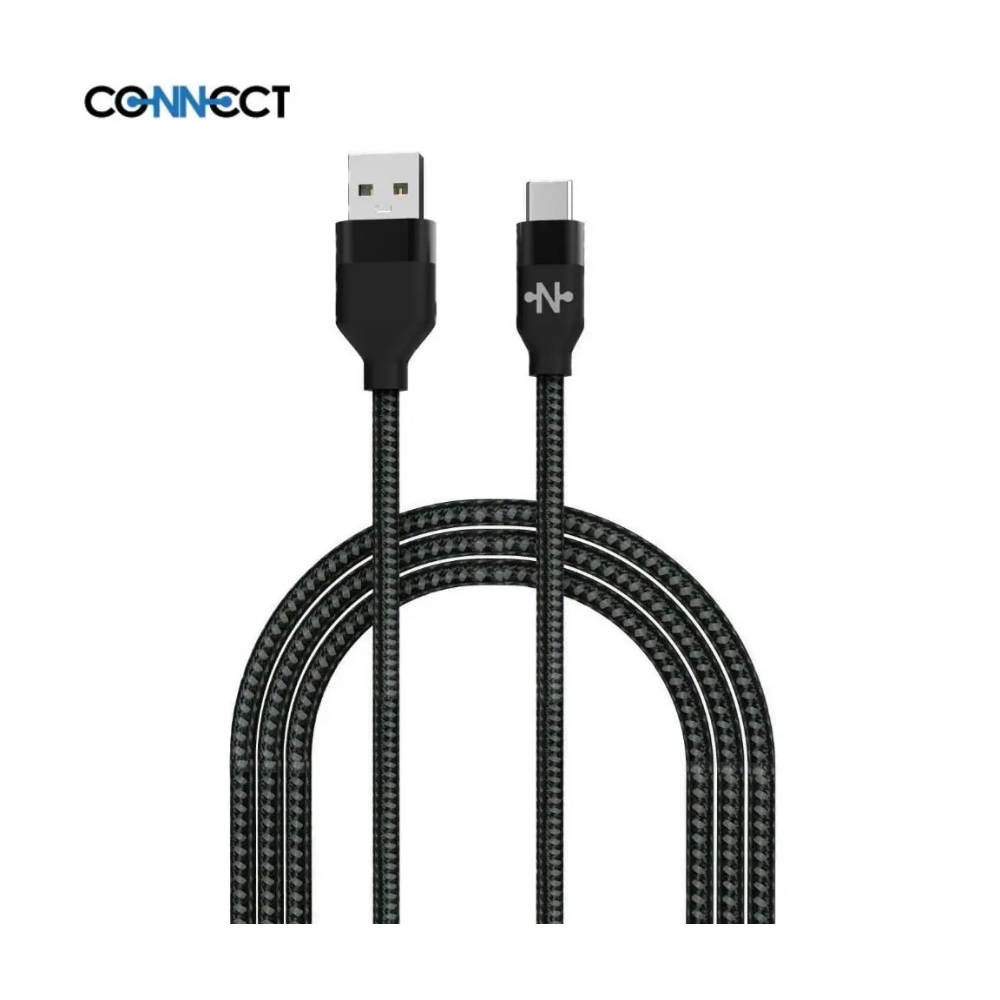Câble Data USB vers USB-C CONNECT MC-CCN8 Nylon Tressé 15W (2m) Noir - MOB
