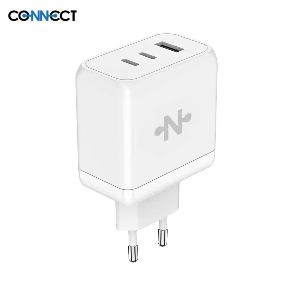 Chargeur Secteur GaN CONNECT MC-CBTAC65W 65W (USB + 2 USB-C) Blanc - MOB
