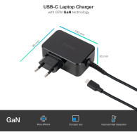 Chargeur universel TooQ 65W - USB-C (Noir) - TQLC-USBCGAN65PD - 1FO