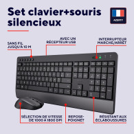 Pack 2en1 (Clavier/Souris) sans fil Trust Trezo (Noir) - 24534 - 1FO