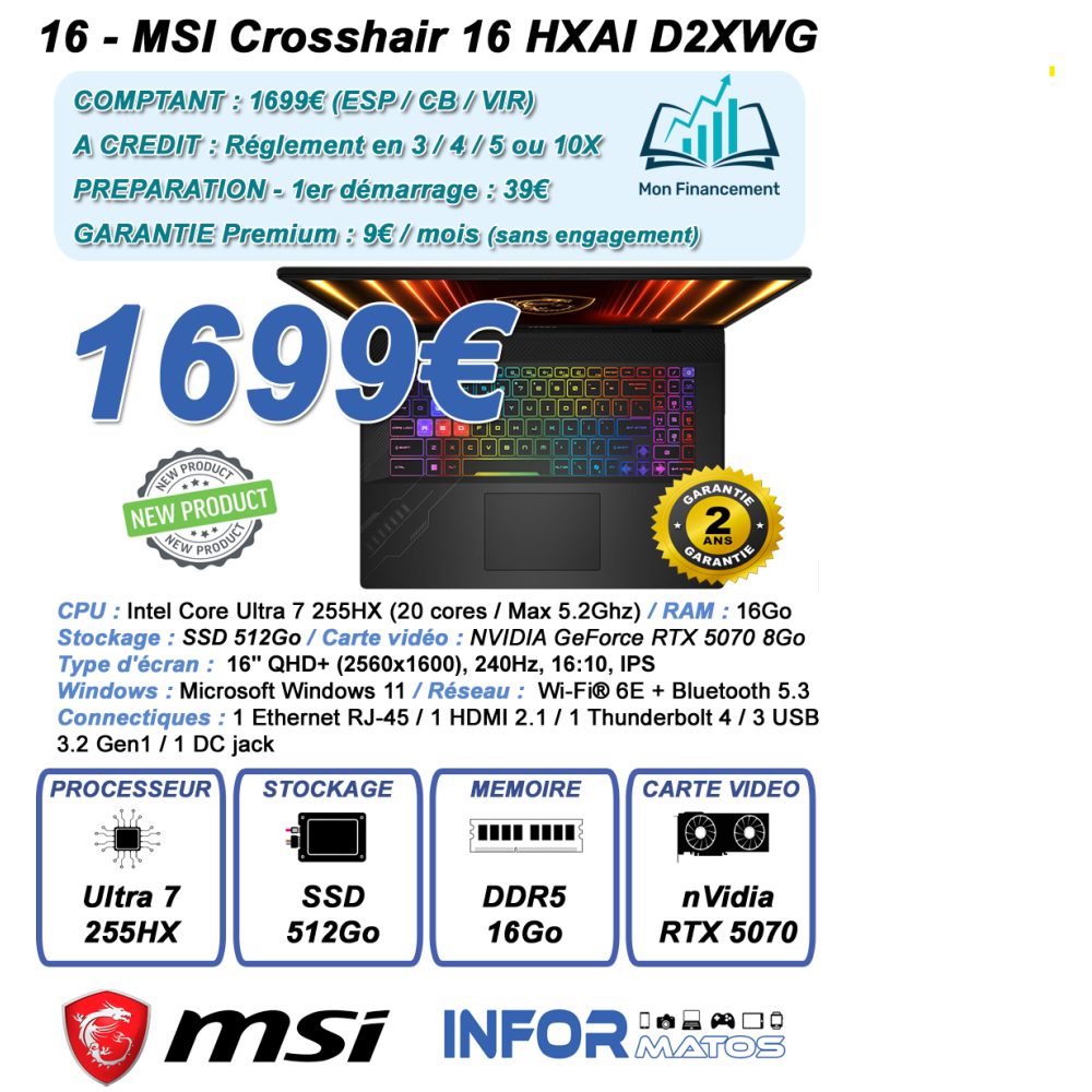 16 - MSI Crosshair 16 HX AI D2XWGKG-001FR - NAC