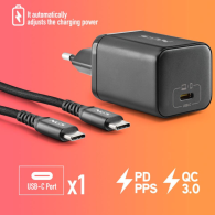 Chargeur GAN 65W avec Cable 1,5M USB-C et 8 Embouts Ordinateur Portable ASUS NGS BUD 65W-AS - Noir - LCDP