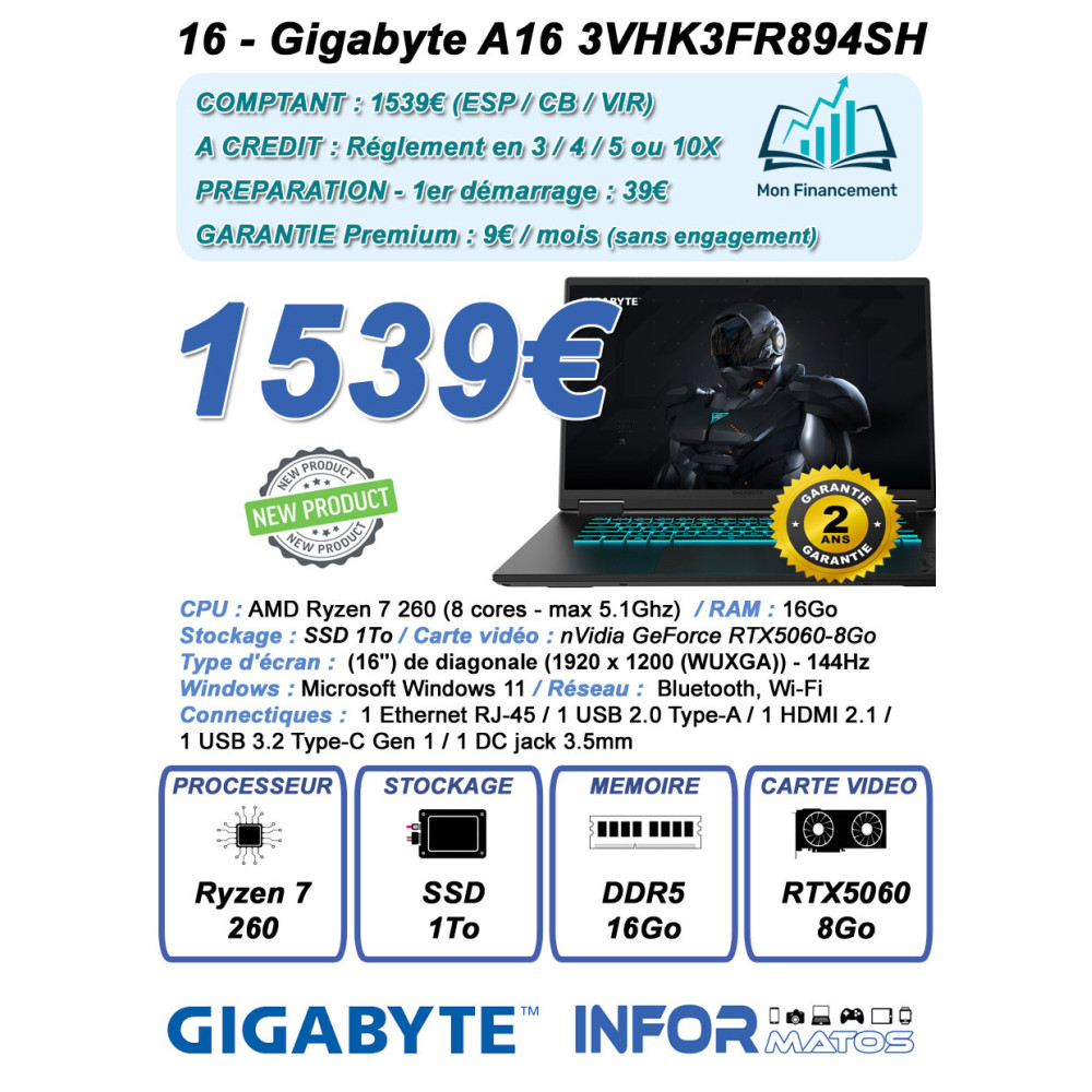 16 - Gigabyte A16 3VHK3FR894SH - NAC
