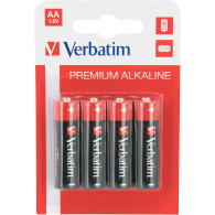 Lot de 4 piles Alcaline Verbatim Premium type AA (LR6) 1,5V - 49921 - 1FO