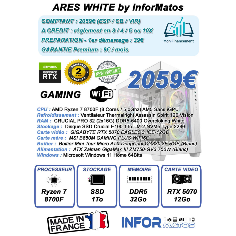 Ordinateur Gamer ARES WHITE by InforMatos