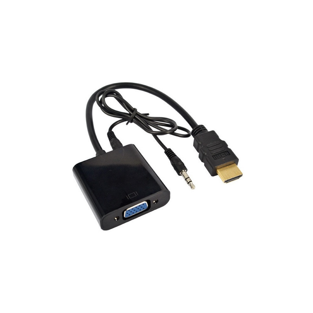 Adaptateur HDTV/HDMI vers VGA avec Cable Audio + Cable d'Alimentation USB - 25cm - Noir - LCDP