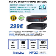 Mini PC Blackview MP60 (11e génération) - Intel N150 2.9 GHz - 16 Go / 512 Go SSD - Windows 11 Pro - Noir - LCDP