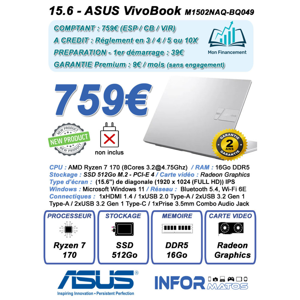 15.6 - ASUS VivoBook 15 M1502NAQ-BQ049 - IMP