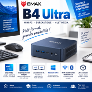 Mini PC BMax B4 Ultra - Intel N150 2.9-3.6 GHz - 12 Go / 512Go SSD - Windows 11 Pro - Noir - IMP