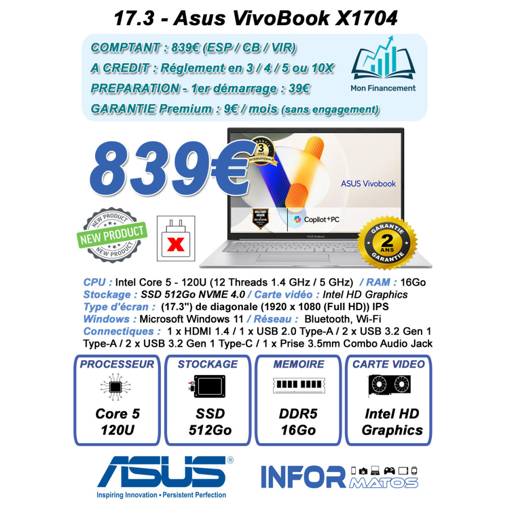 17.3 - ASUS VivoBook 17 X1704 - IMP