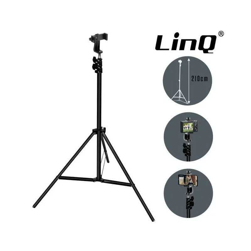Trépied Support Téléphone / Appareil Photo, Ajustable, LinQ - Noir - LCDP Trépied Support Téléphone / Appareil Photo, Ajustable, LinQ - Noir - LCDP
