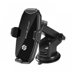 Support induction 15W voiture ventouse + grille aération (Noir) - CHR