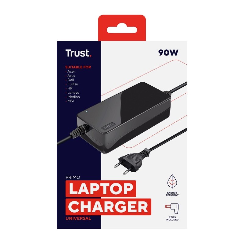 90W - Trust Primo Chargeur universel PC Portable - 1FO 90W - Trust Primo Chargeur universel PC Portable - 1FO