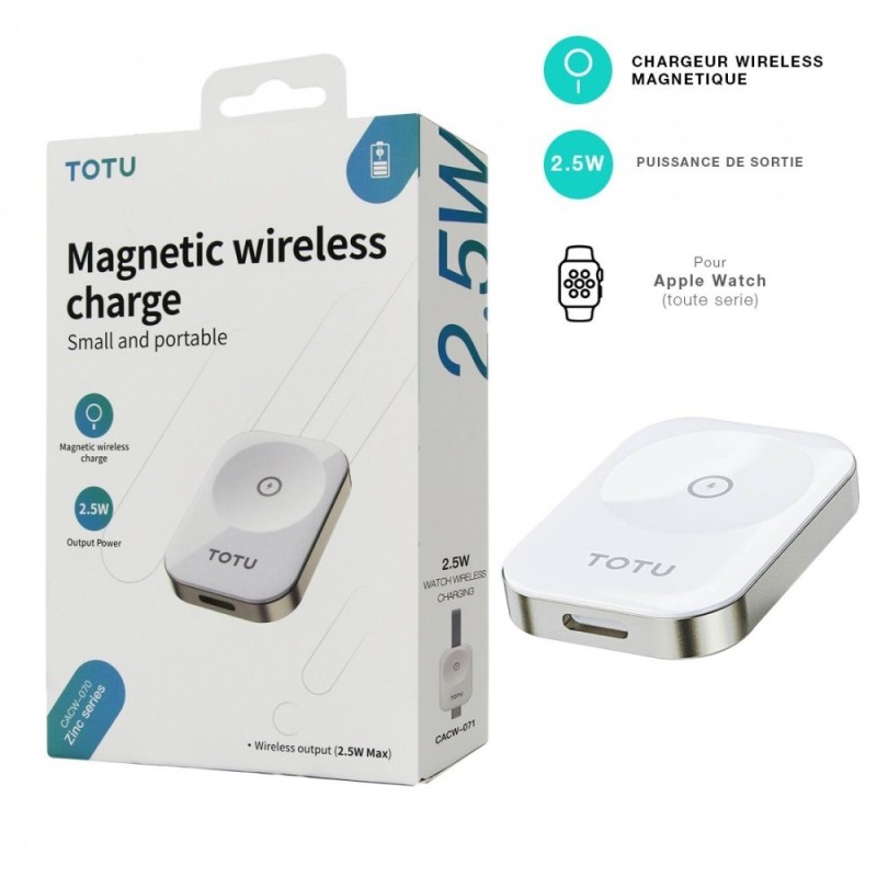Chargeur à induction pour Apple Watch 2.5W Totu CACW-070 (Lightning) - CHR Chargeur à induction pour Apple Watch 2.5W Totu CACW-070 (Lightning) - CHR