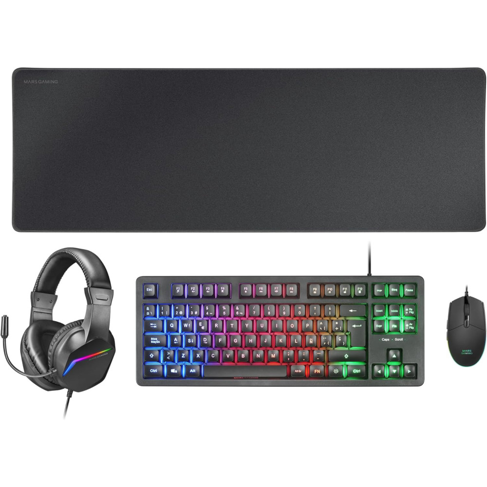 Pack 4en1 Mars Gaming MCP-RGB3 (Noir) - 1FO Pack 4en1 Mars Gaming MCP-RGB3 (Noir) - 1FO
