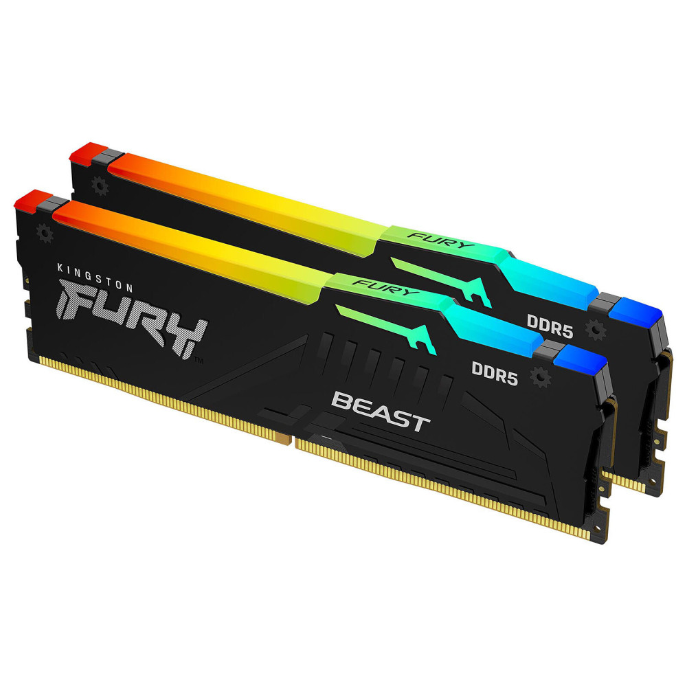 Kingston FURY Beast RGB 32 Go (2 x 16 Go) DDR5 5600 MHz CL40 (KF556C40BBAK2-32) - 1FO Kingston FURY Beast RGB 32 Go (2 x 16 Go) DDR5 5600 MHz CL40 (KF556C40BBAK2-32) - 1FO