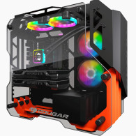 Cougar Blazer Essence RGB avec panneau vitré (Noir/Orange) - 1FO