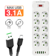 Multiprises INCOALUXE - 10 prises + 4USB + 2 TYPE C - LCDP