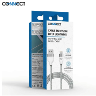 Câble Data USB vers Lightning CONNECT MC-CLB4 Nylon Tressé 12W (1m) Blanc - MOB