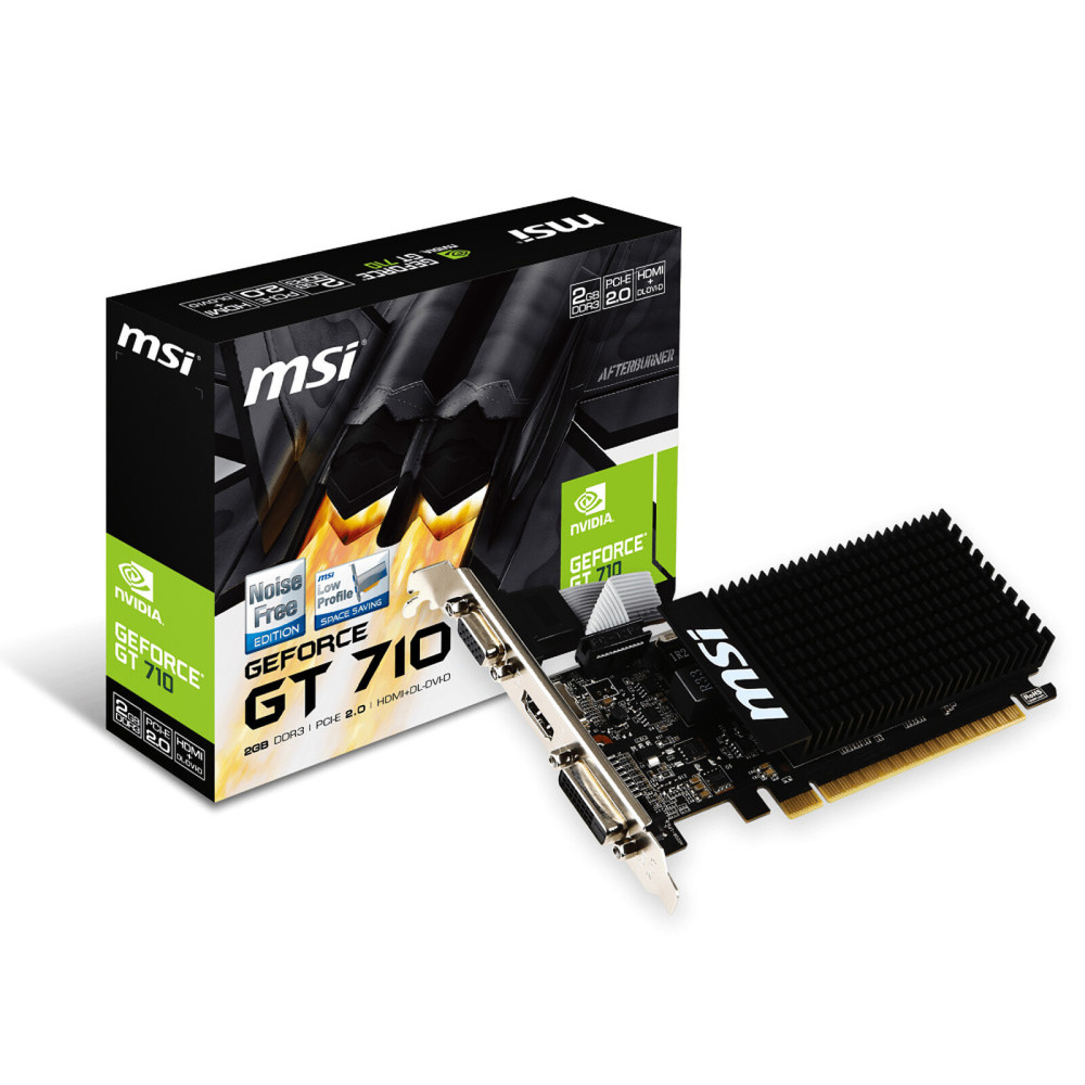 Nvidia MSI GeForce GT710 2GD3H 2Go LP (Low Profile Passive) - GT 710 2GD3H LP - 1FO Nvidia MSI GeForce GT710 2GD3H 2Go LP (Low Profile Passive) - GT 710 2GD3H LP - 1FO