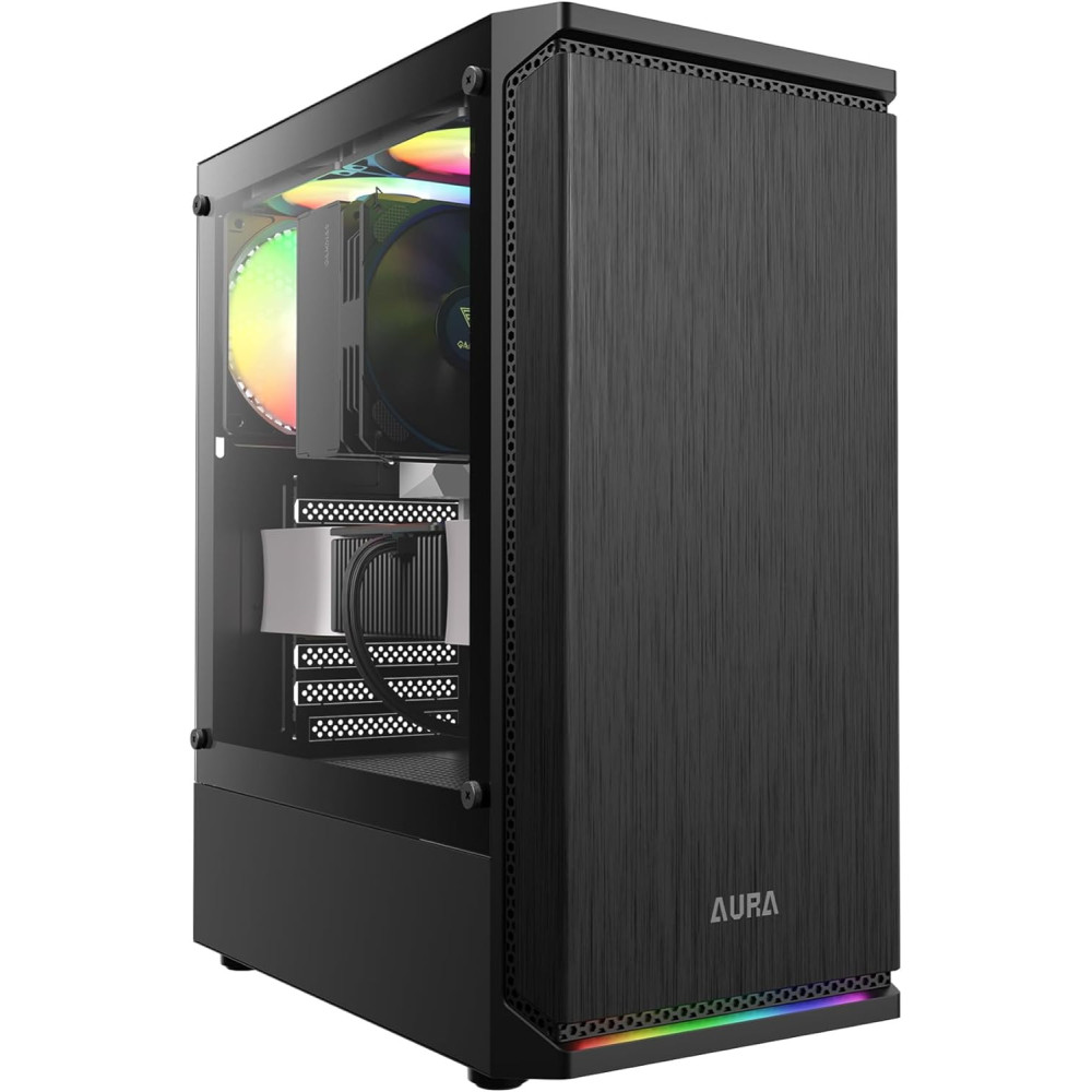 Boitier Moyen Tour ATX Gamdias Aura GC8 RGB avec panneau vitré (Noir) - 1FO Boitier Moyen Tour ATX Gamdias Aura GC8 RGB avec panneau vitré (Noir) - 1FO