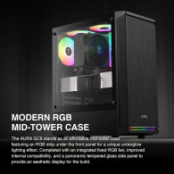 Boitier Moyen Tour ATX Gamdias Aura GC8 RGB avec panneau vitré (Noir) - 1FO