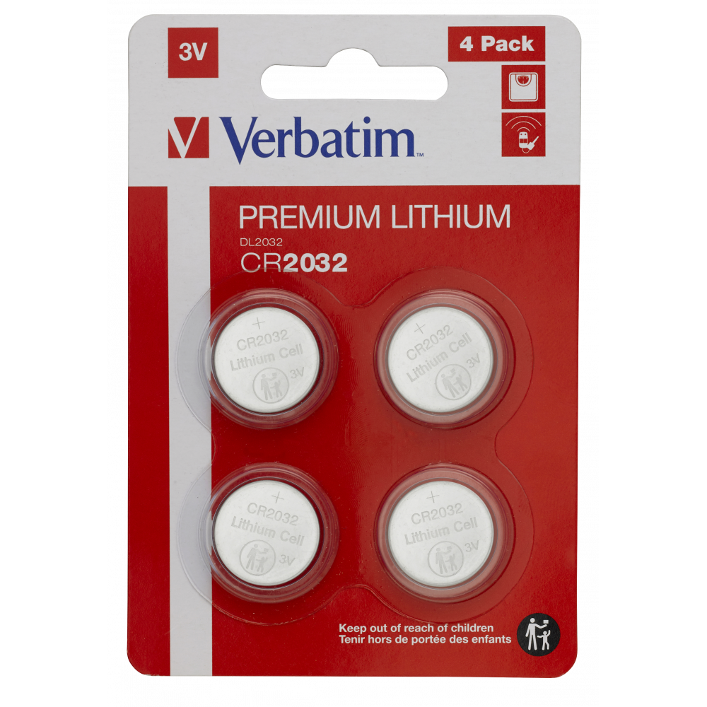 Lot de 4 Piles plates Verbatim Premium CR2032 3V - 49533 - 1FO Lot de 4 Piles plates Verbatim Premium CR2032 3V - 49533 - 1FO