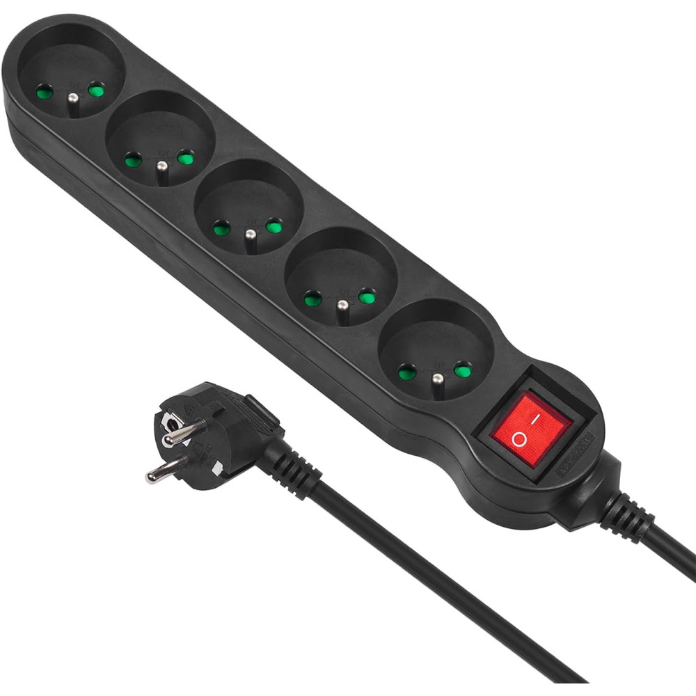 Multiprise 5 prises Maclean MCE183 + Interrupteur 1,40m - MCE183 - 1FO