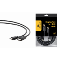 Cable DisplayPort vers HDMI M/M CableXpert 1.8m (Noir) - CC-DP-HDMI-6 - 1FO