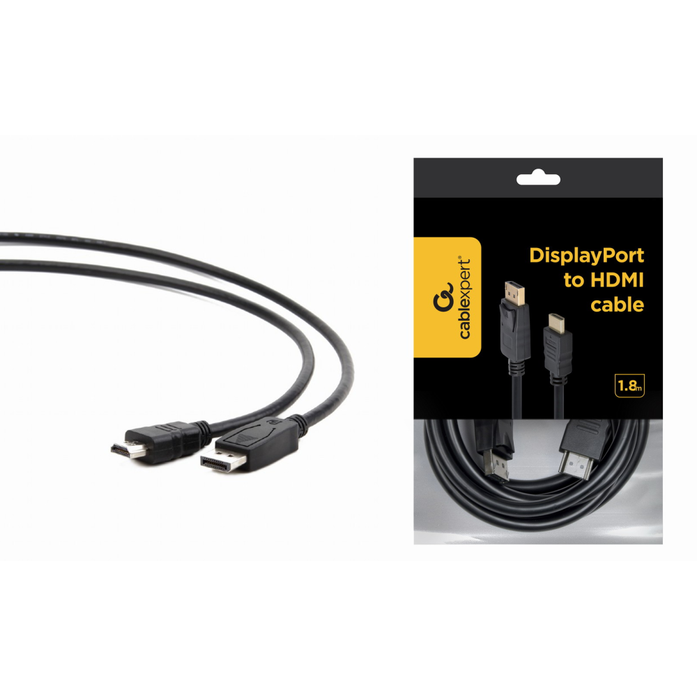 Cable DisplayPort vers HDMI M/M CableXpert 1.8m (Noir) - CC-DP-HDMI-6 - 1FO Cable DisplayPort vers HDMI M/M CableXpert 1.8m (Noir) - CC-DP-HDMI-6 - 1FO