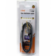 Câble Audio 1.5m Jack 3.5mm Mâle / Jack 3.5mm + Jack 6.5mm Mâle Nylon Tressé 1.5m LinQ KL3612 - LCDP