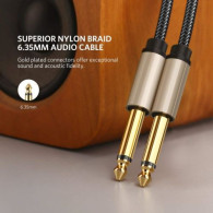 Câble Audio Jack 6.35mm Mâle / Jack 6.35mm Mâle Nylon Tressé 1.5m LinQ KL6601 - LCDP