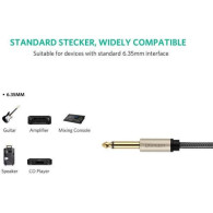Câble Audio Jack 6.35mm Mâle / Jack 6.35mm Mâle Nylon Tressé 1.5m LinQ KL6601 - LCDP