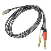 Câble Audio Type-C Mâle / 2 Jack 6.35mm Mâles Nylon Tressé 1.5m LinQ KL6309 - LCDP