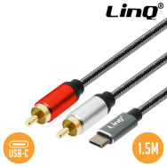 Câble Audio Type-C Mâle / 2 RCA Mâles Nylon Tressé 1.5m LinQ TPC3520 - LCDP