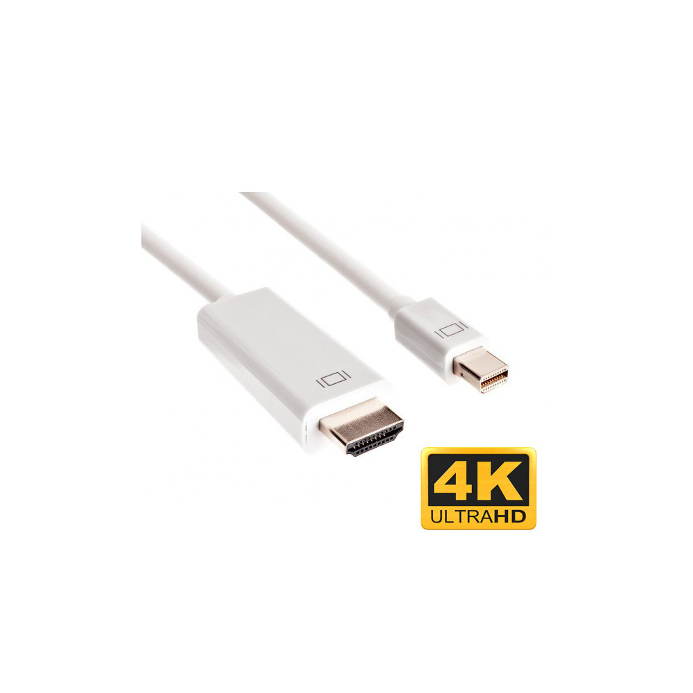 2m - Câble Mini DisplayPort vers HDMI 4K Goobay M/M (Blanc) - 1FO 2m - Câble Mini DisplayPort vers HDMI 4K Goobay M/M (Blanc) - 1FO