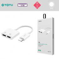 Adaptateur Lightning 2 en 1 - Charge et écoute 2 Lightning Blanc TOTU - CHR