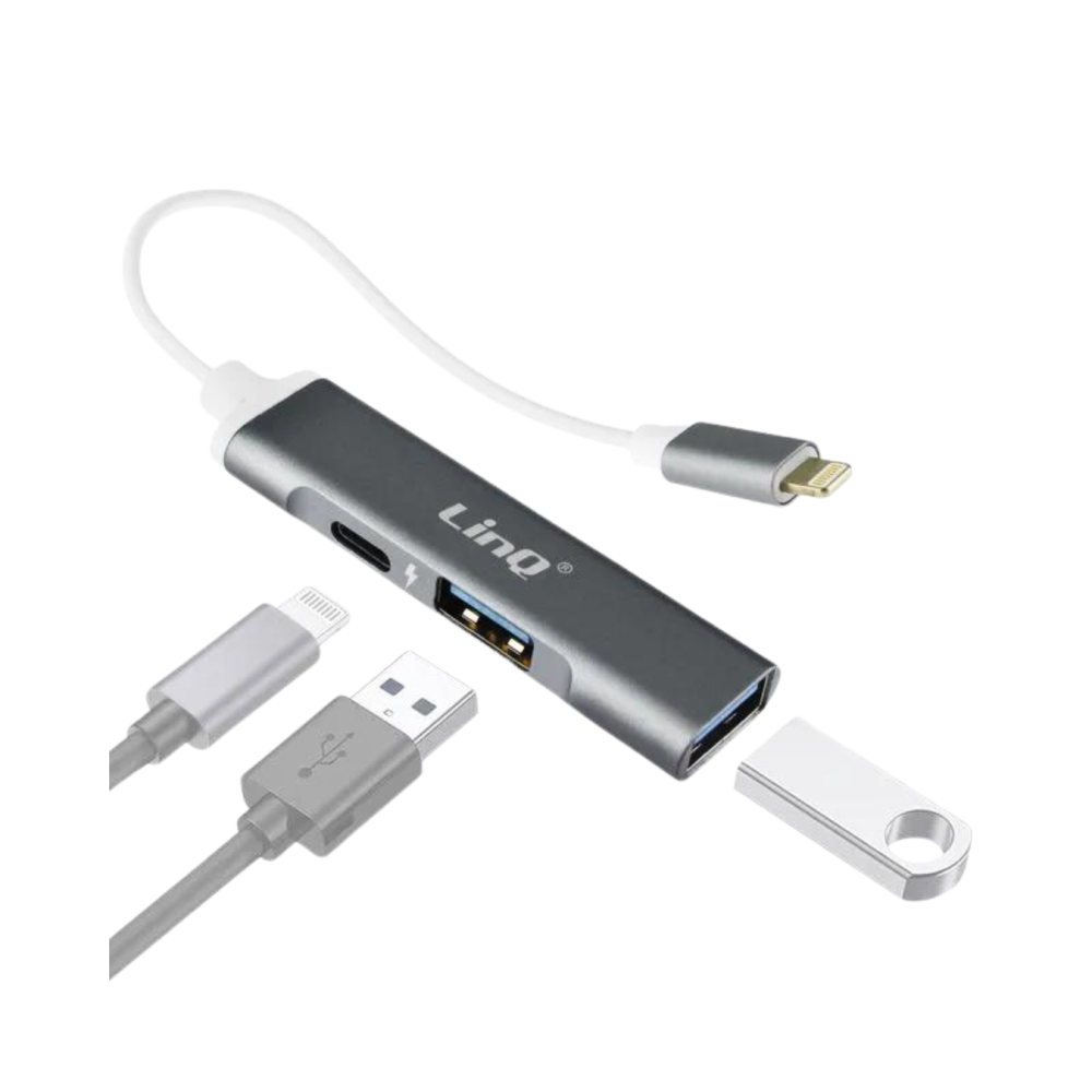 Adaptateur 3 en 1 Lightning / USB OTG LinQ IP7942 - 1FO Adaptateur 3 en 1 Lightning / USB OTG LinQ IP7942 - 1FO