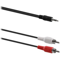 Cable audio Maclean Jack 3,5mm vers 2x RCA 10m M/M (Noir) - 1FO