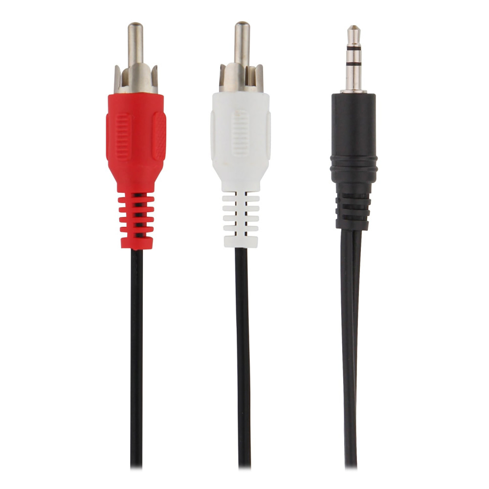 Cable audio Maclean Jack 3,5mm vers 2x RCA 10m M/M (Noir) - 1FO Cable audio Maclean Jack 3,5mm vers 2x RCA 10m M/M (Noir) - 1FO