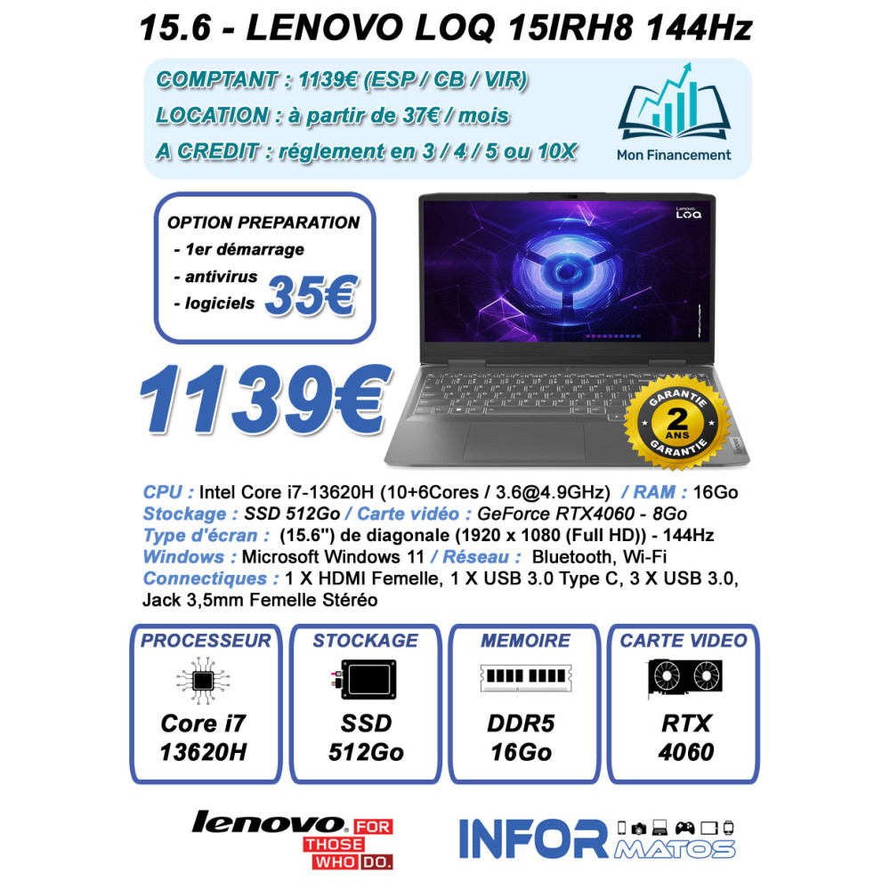 15.6 - Lenovo LOQ 15IRH8 (144Hz) - ZON 15.6 - Lenovo LOQ 15IRH8 (144Hz) - ZON