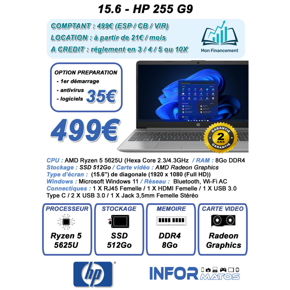 15.6 - HP 255 G9 (8A6B3EA) - 1FO 15.6 - HP 255 G9 (8A6B3EA) - 1FO
