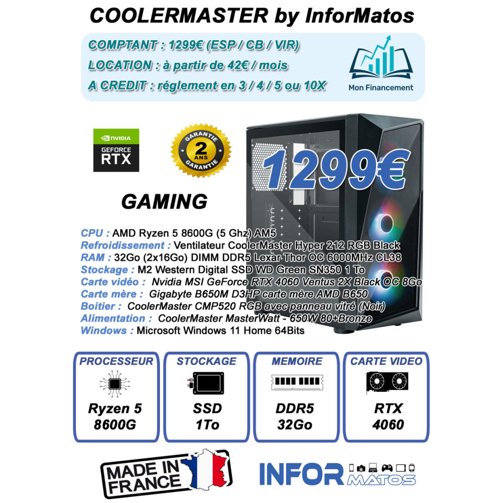 Ordinateur Gamer CoolerMaster by InforMatos Ordinateur Gamer CoolerMaster by InforMatos