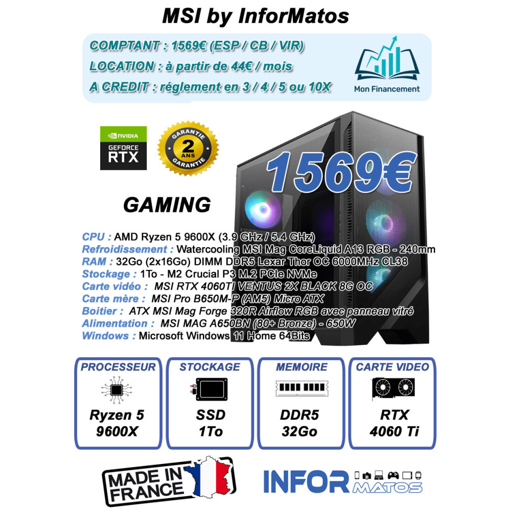 Ordinateur Gamer MSI by InforMatos Ordinateur Gamer MSI by InforMatos