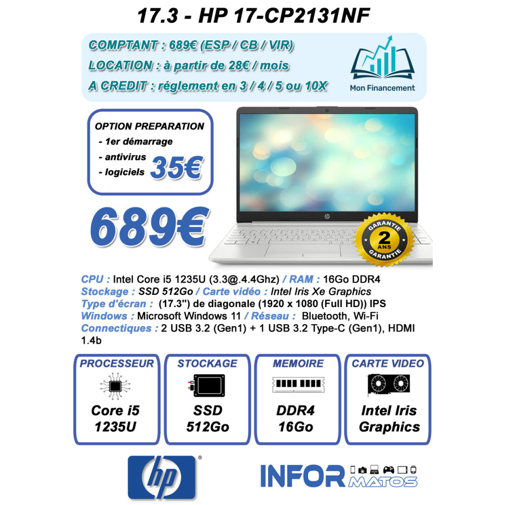17.3 - HP 17-CP2131NF - 1FO 17.3 - HP 17-CP2131NF - 1FO
